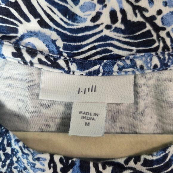 J Jill Womens M Sleeveless Henley Dress Blue Marine Coastal Garden Vacation - Picture 3 of 8